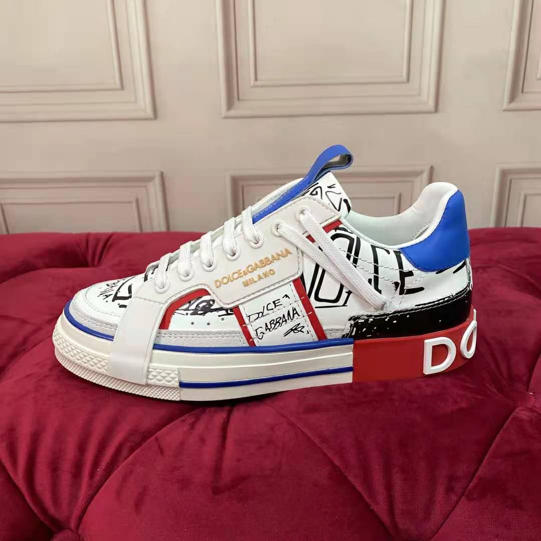 Dolce Gabbana D&G Men Graffiti-Print Calfskin Custom 2.Zero Sneakers - image 8