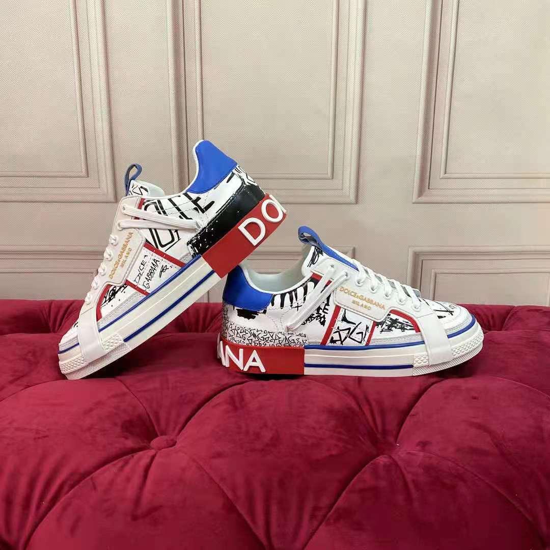 Close-up of graffiti print detail on Dolce Gabbana D&G Custom 2.Zero Sneakers