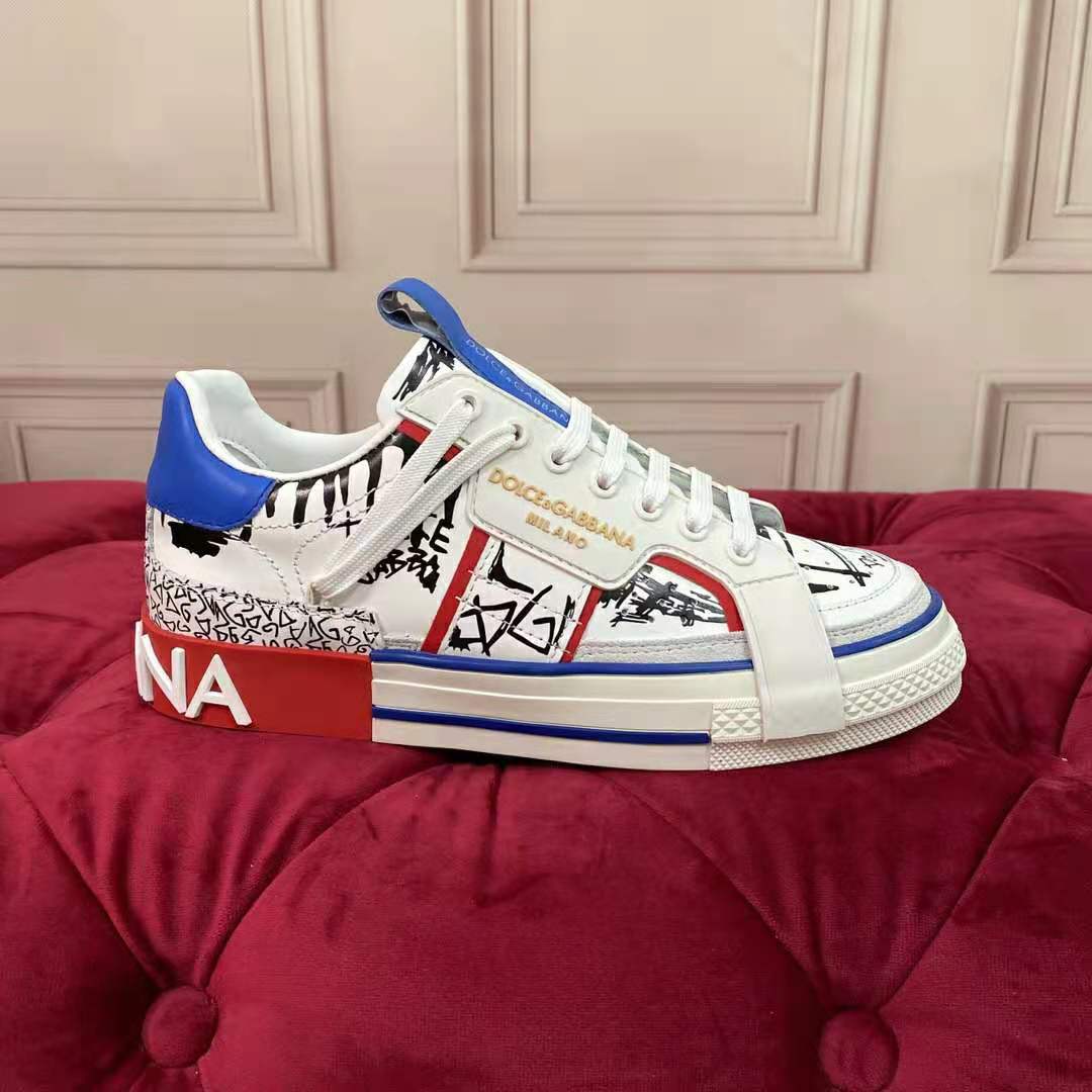 Dolce Gabbana D&G Men Graffiti-Print Calfskin Custom 2.Zero Sneakers - image 9