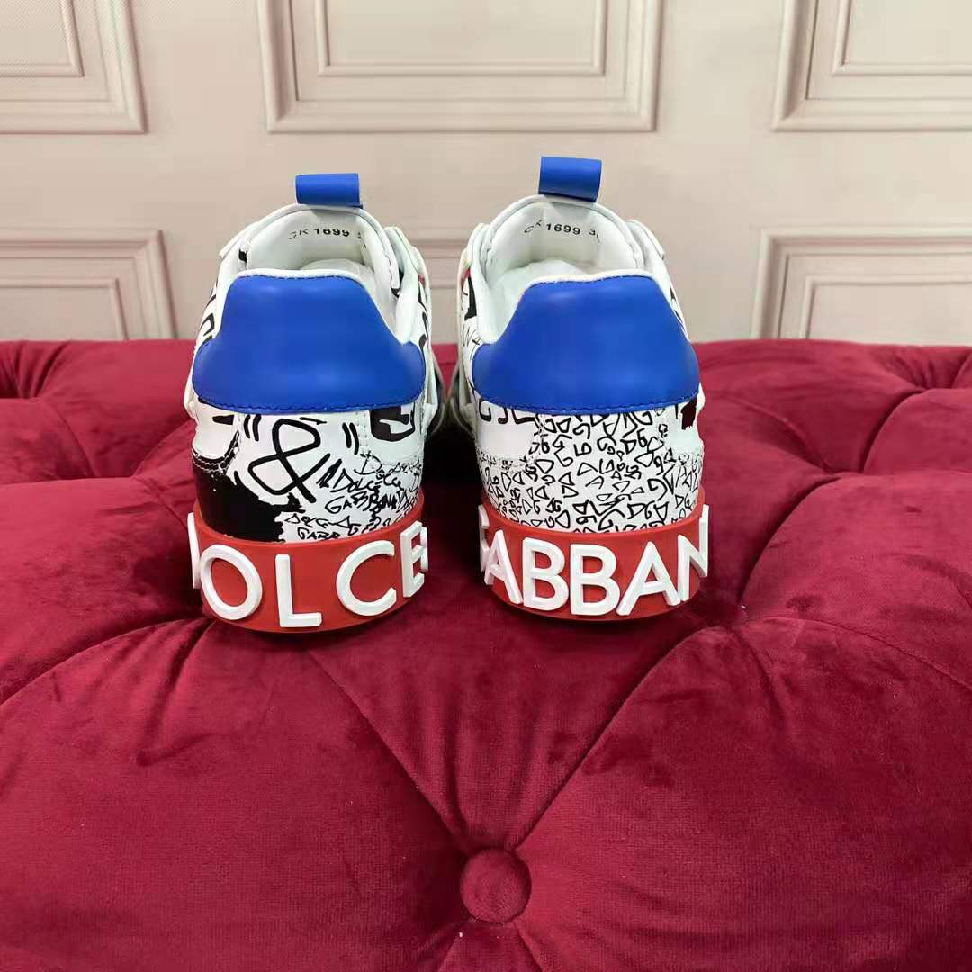 Dolce Gabbana D&G Men Graffiti-Print Calfskin Custom 2.Zero Sneakers - image 7