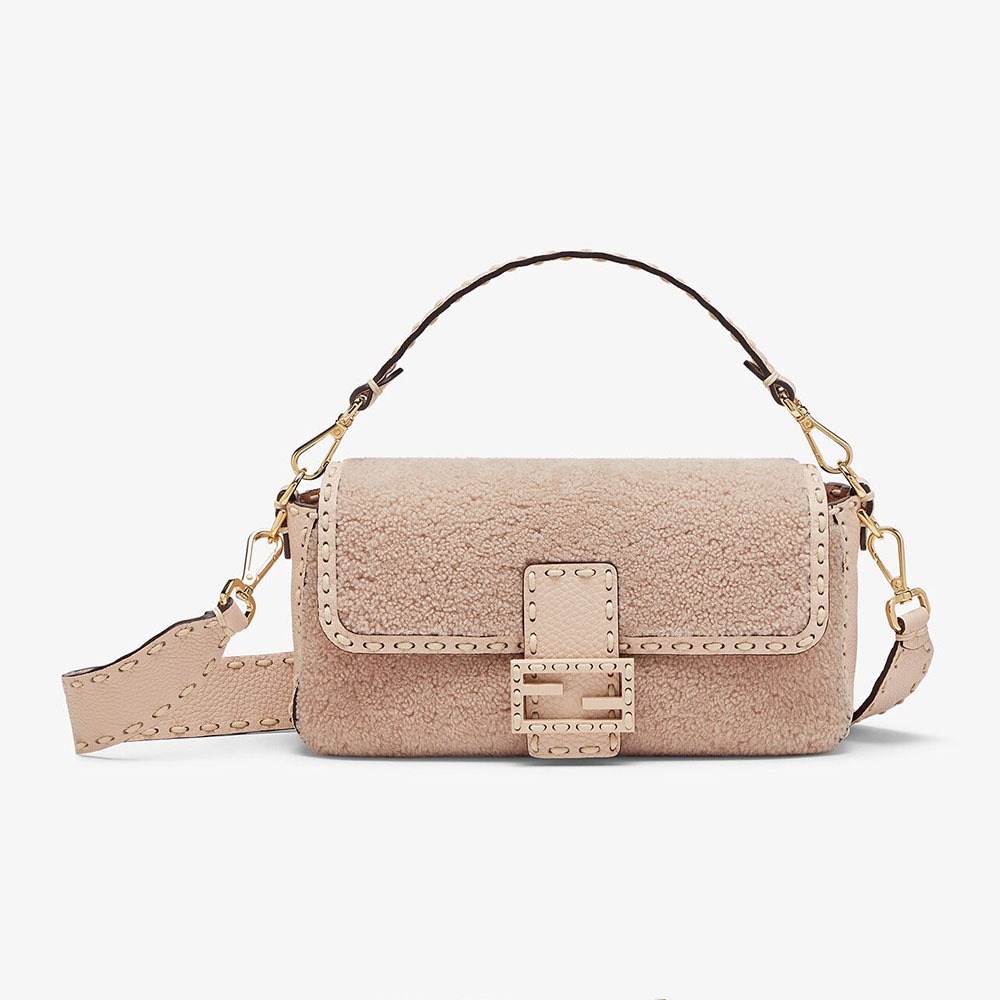 Fendi Women Baguette Pink Sheepskin Bag - image 1