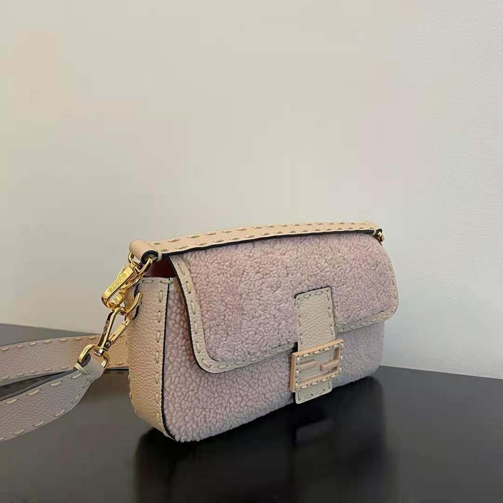 Fendi Women Baguette Pink Sheepskin Bag - image 4