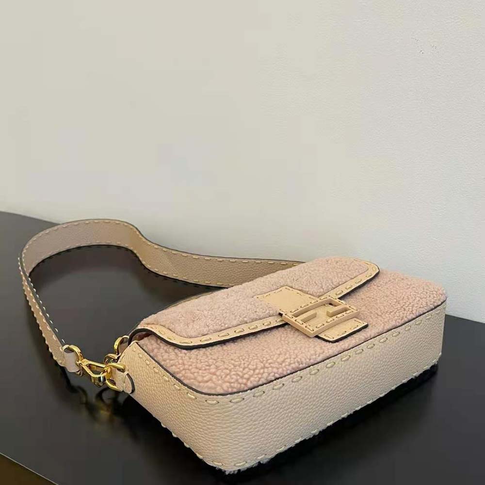 Fendi Women Baguette Pink Sheepskin Bag - image 5