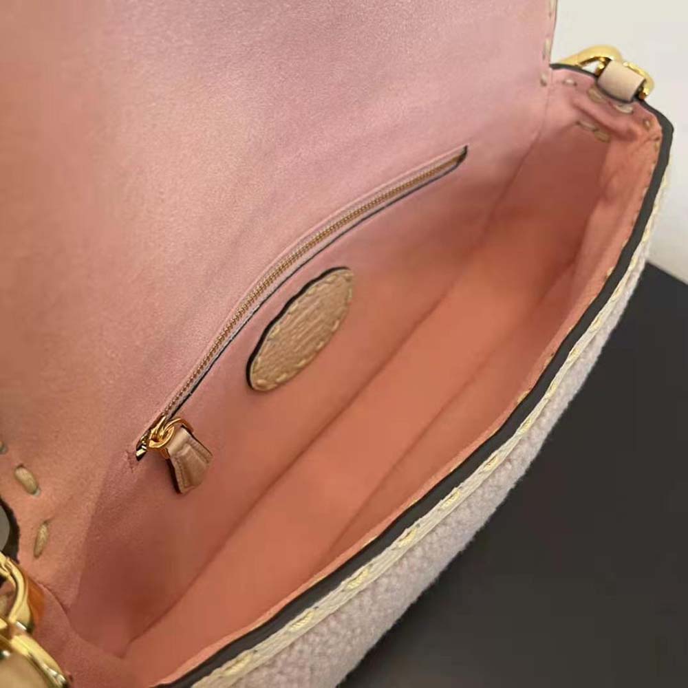 Fendi Women Baguette Pink Sheepskin Bag - image 9