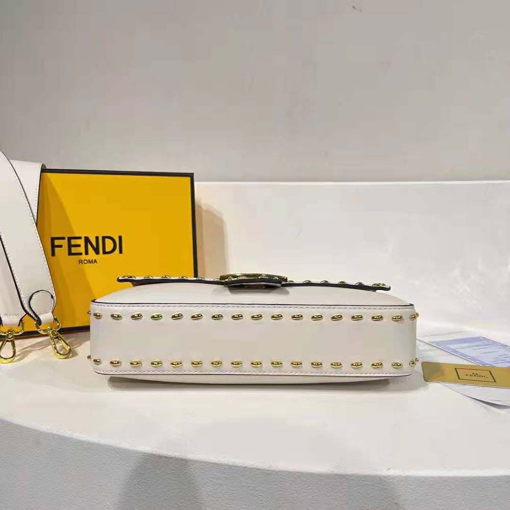 Fendi Women Conic Medium Baguette White Leather Bag - image 6