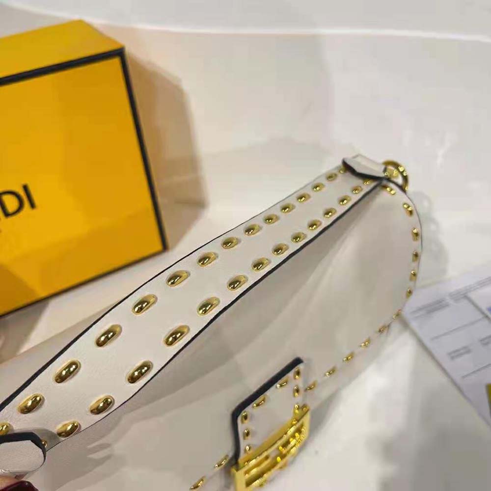 Fendi Women Conic Medium Baguette White Leather Bag - image 8