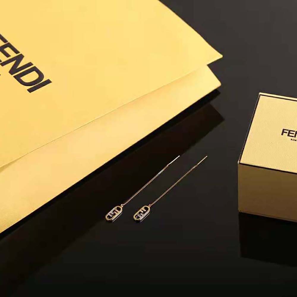 Fendi Women Fine Chain Earrings with Fendi O’Lock Pendant - image 2