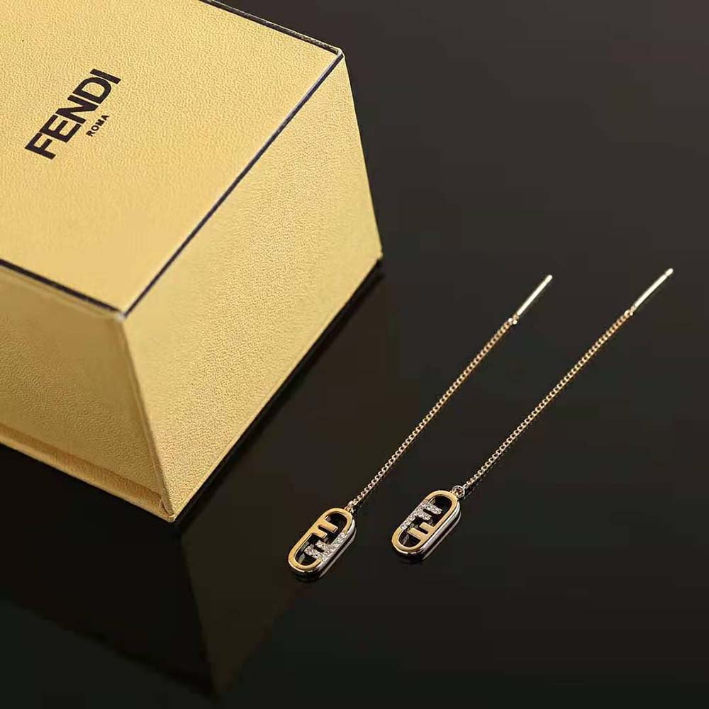 Fendi Women Fine Chain Earrings with Fendi O’Lock Pendant - image 3