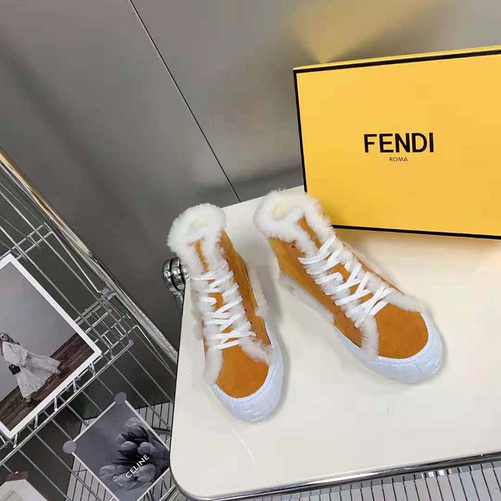 Fendi Women Force Yellow Suede High-Tops - image 4