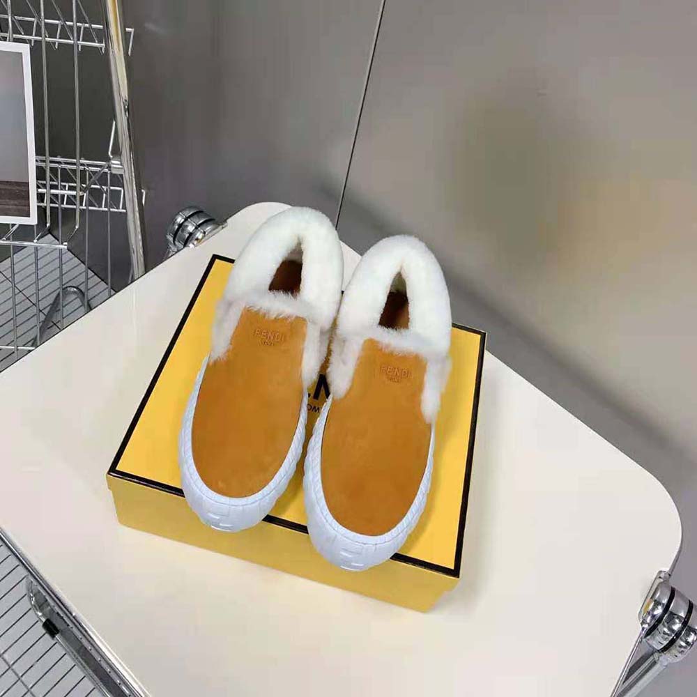 Fendi Women Force Yellow Suede Slip-Ons - image 2