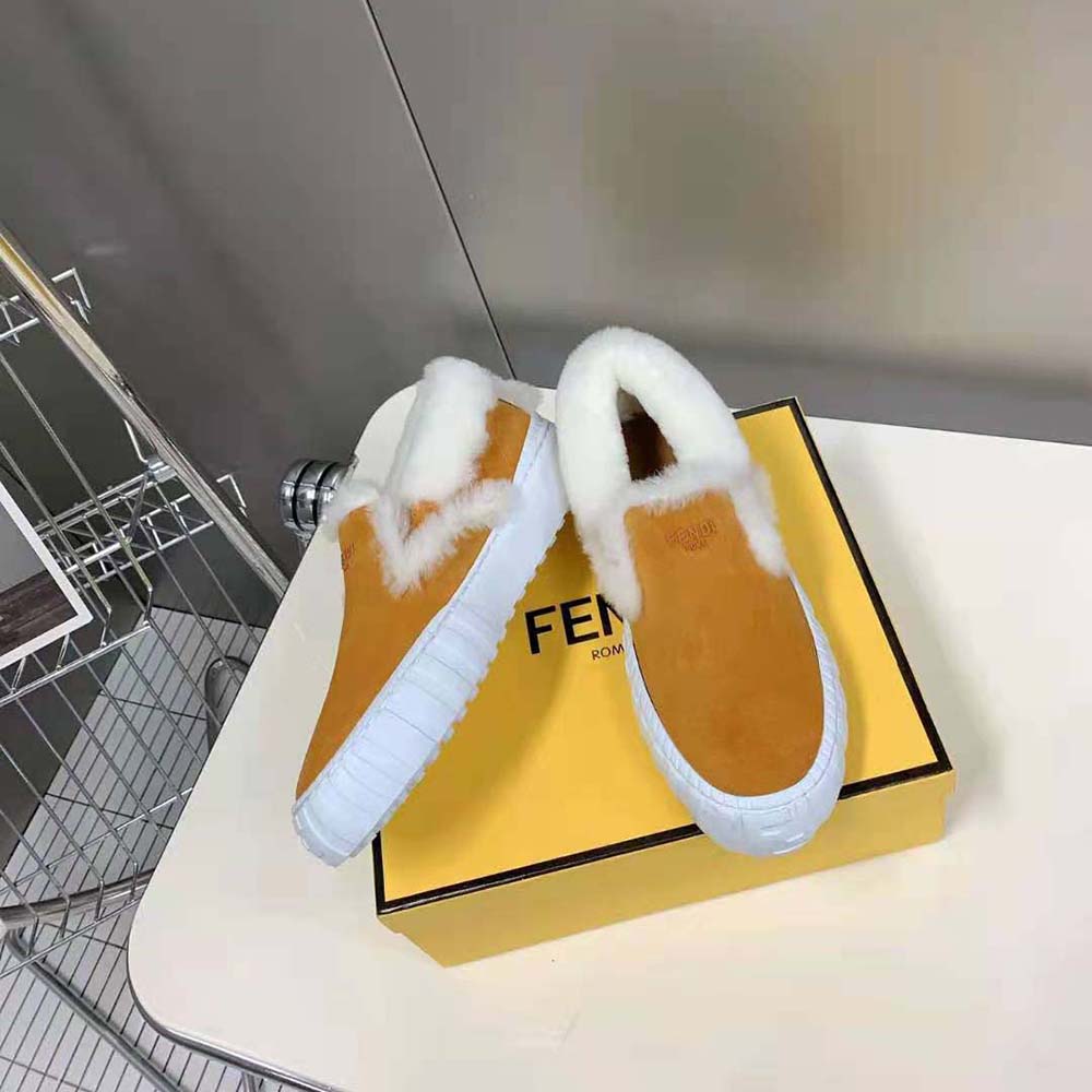 Fendi Women Force Yellow Suede Slip-Ons - image 4