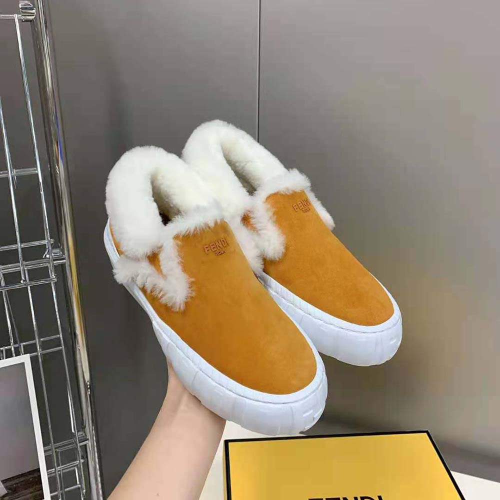 Fendi Women Force Yellow Suede Slip-Ons - image 5