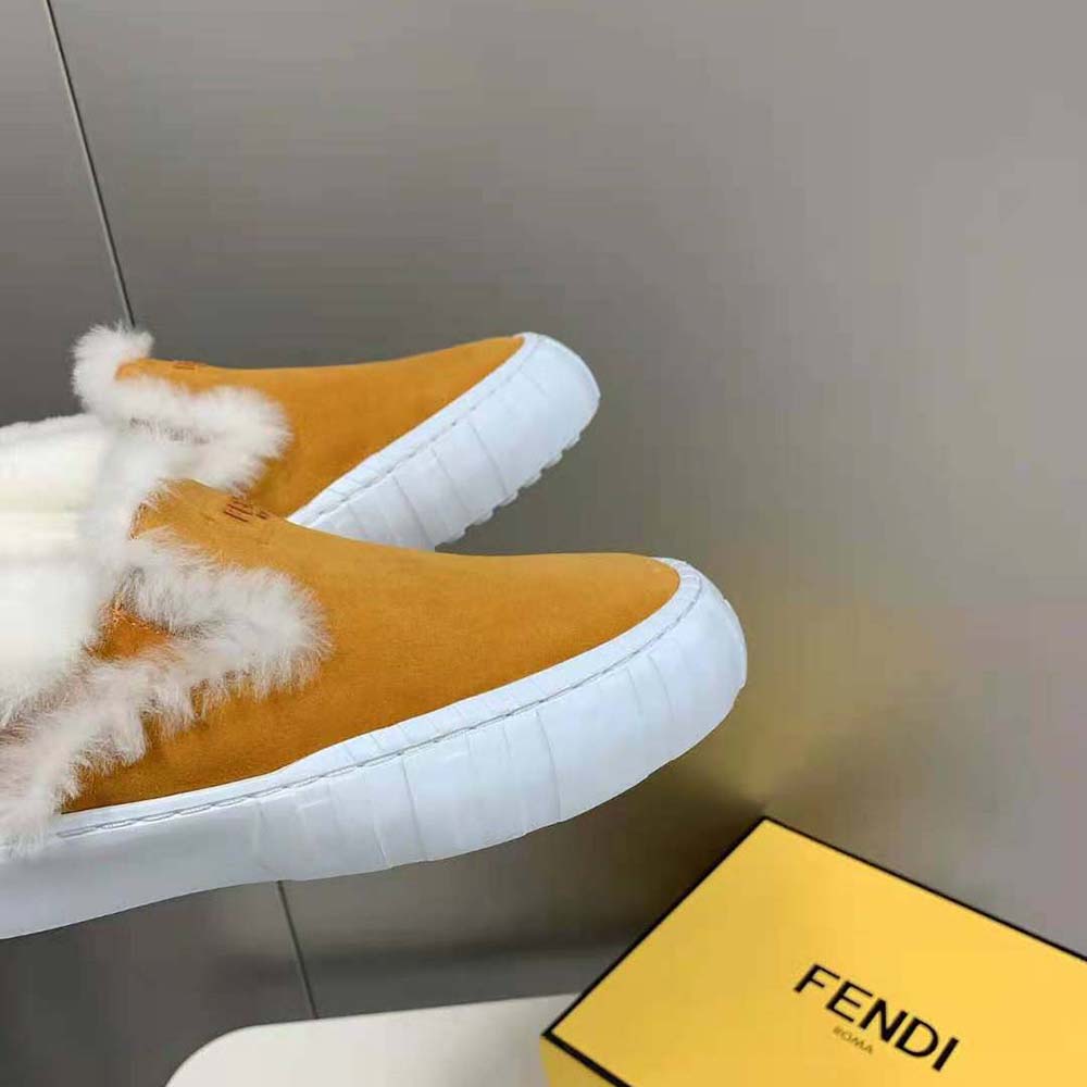 Fendi Women Force Yellow Suede Slip-Ons - image 8