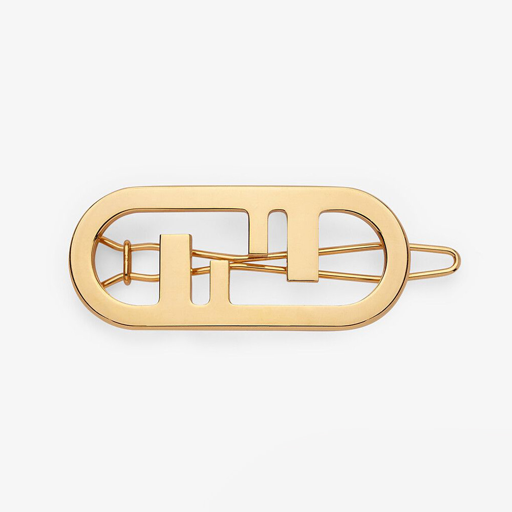 Fendi Women Hair Clip with Fendi O’Lock Motif-Gold - image 1