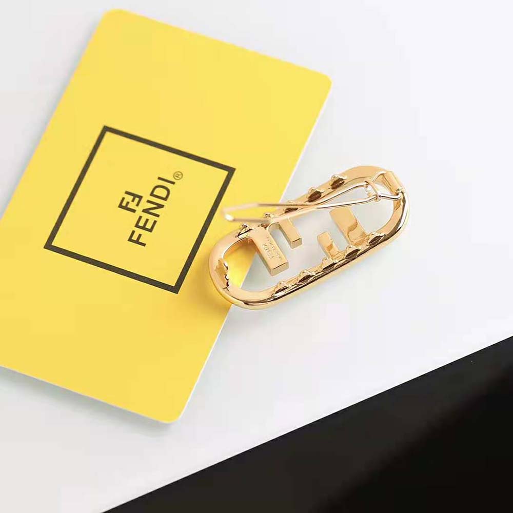 Fendi Women Hair Clip with Fendi O’Lock Motif-Gold - image 4