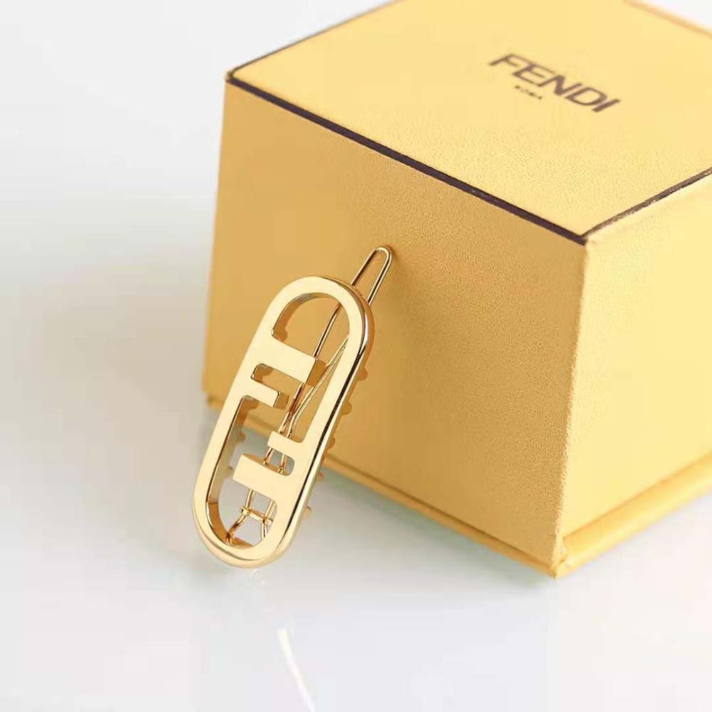 Fendi Women Hair Clip with Fendi O’Lock Motif-Gold - image 3