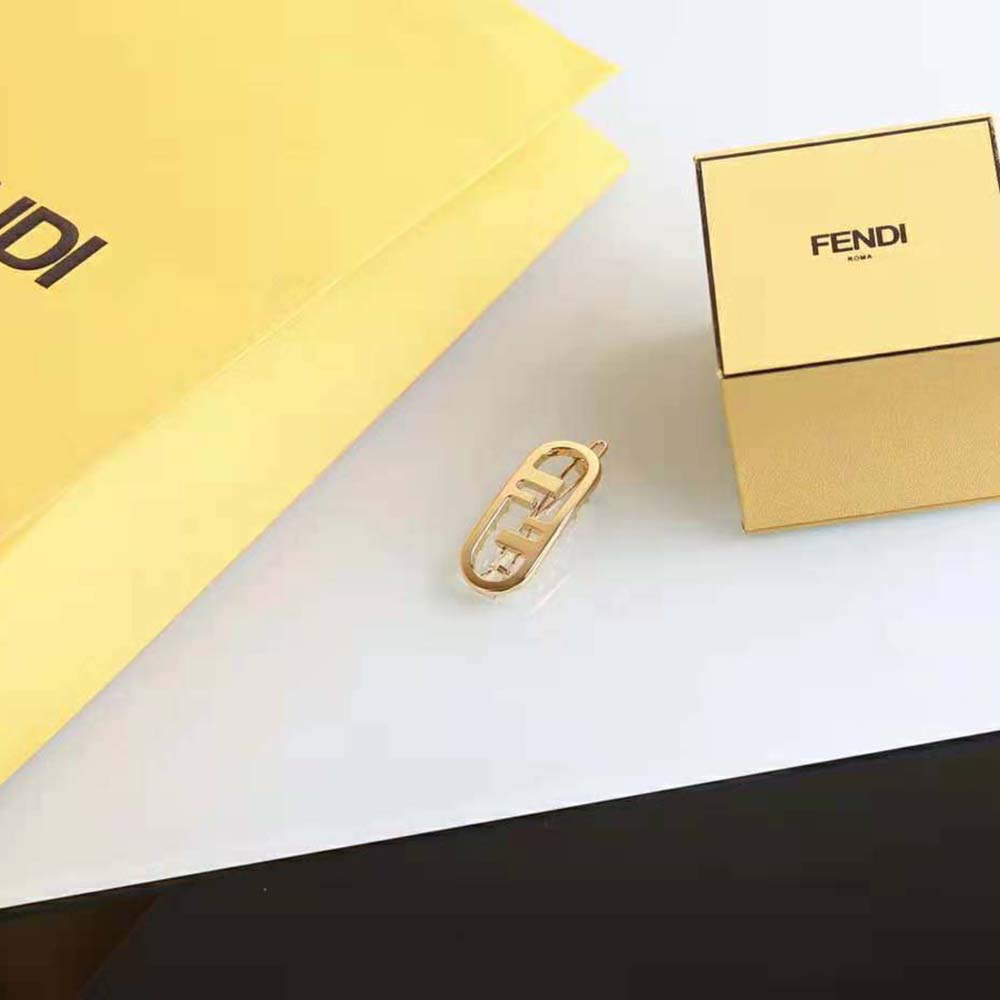 Fendi Women Hair Clip with Fendi O’Lock Motif-Gold - image 2
