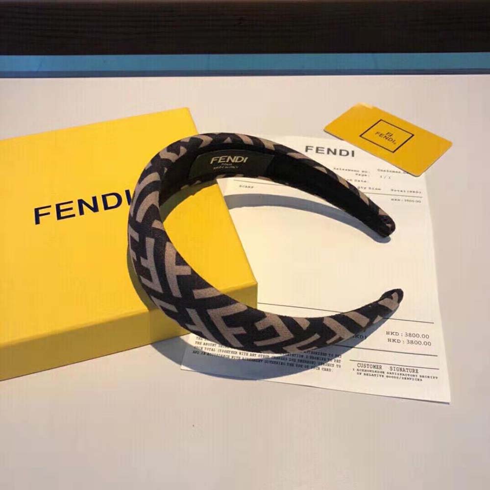 Fendi Women Headband in Brown Wool Cashmere and Silk - image 7