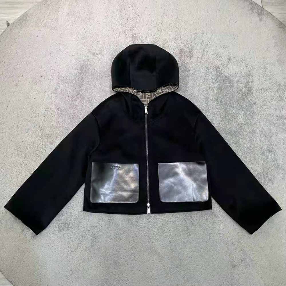 Fendi Women Hooded Jacket with Patch Pockets and Wide - image 2