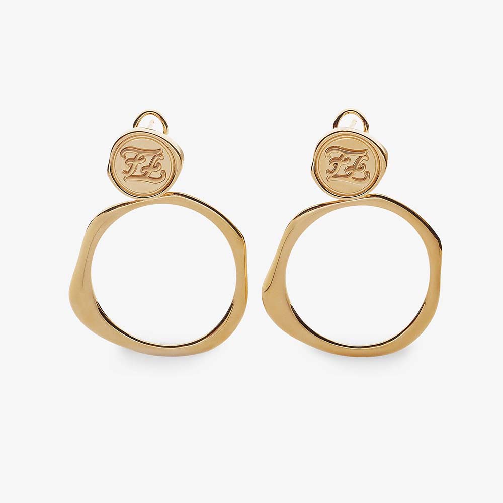 Fendi Women Hoop Earrings with FF Karligraphy Signet Closure - image 1