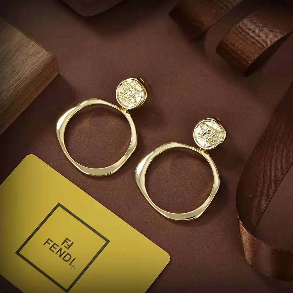 Fendi Women Hoop Earrings with FF Karligraphy Signet Closure - image 2