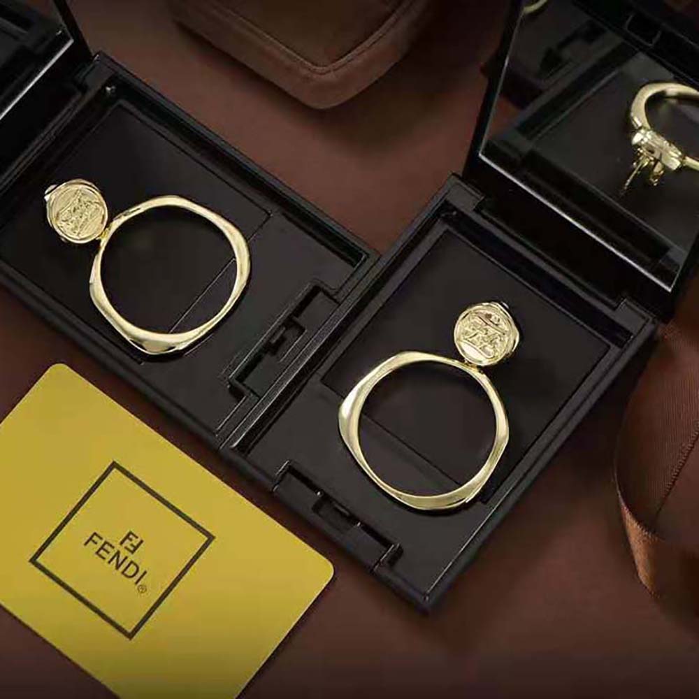 Fendi Women Hoop Earrings with FF Karligraphy Signet Closure - image 5