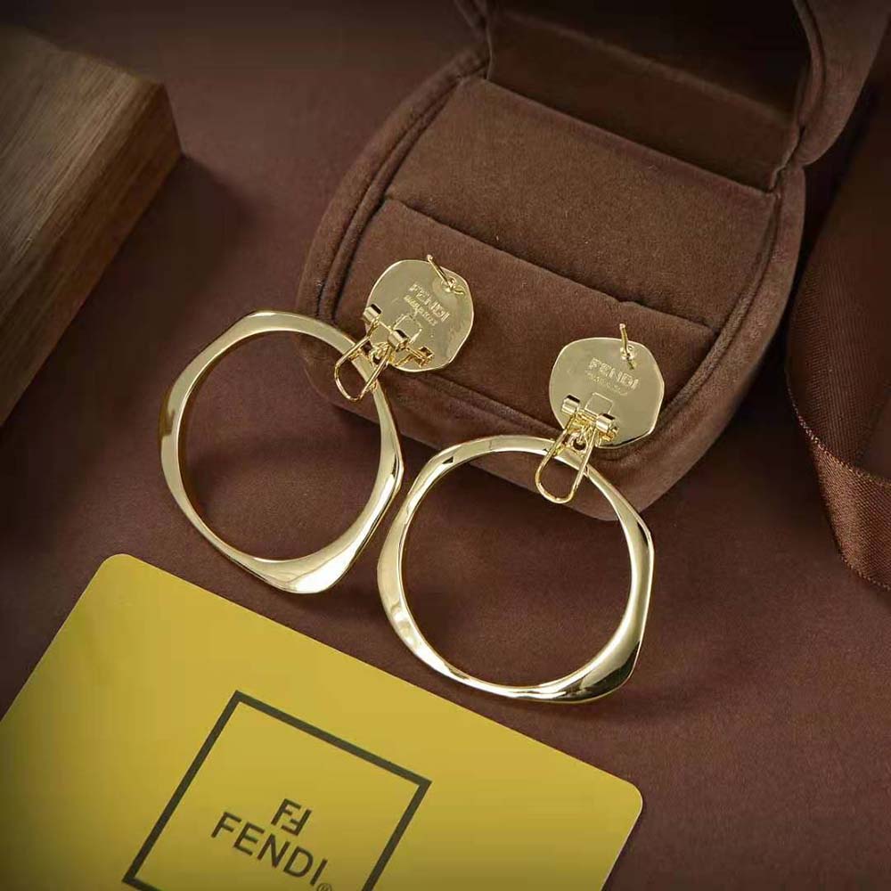 Fendi Women Hoop Earrings with FF Karligraphy Signet Closure - image 4