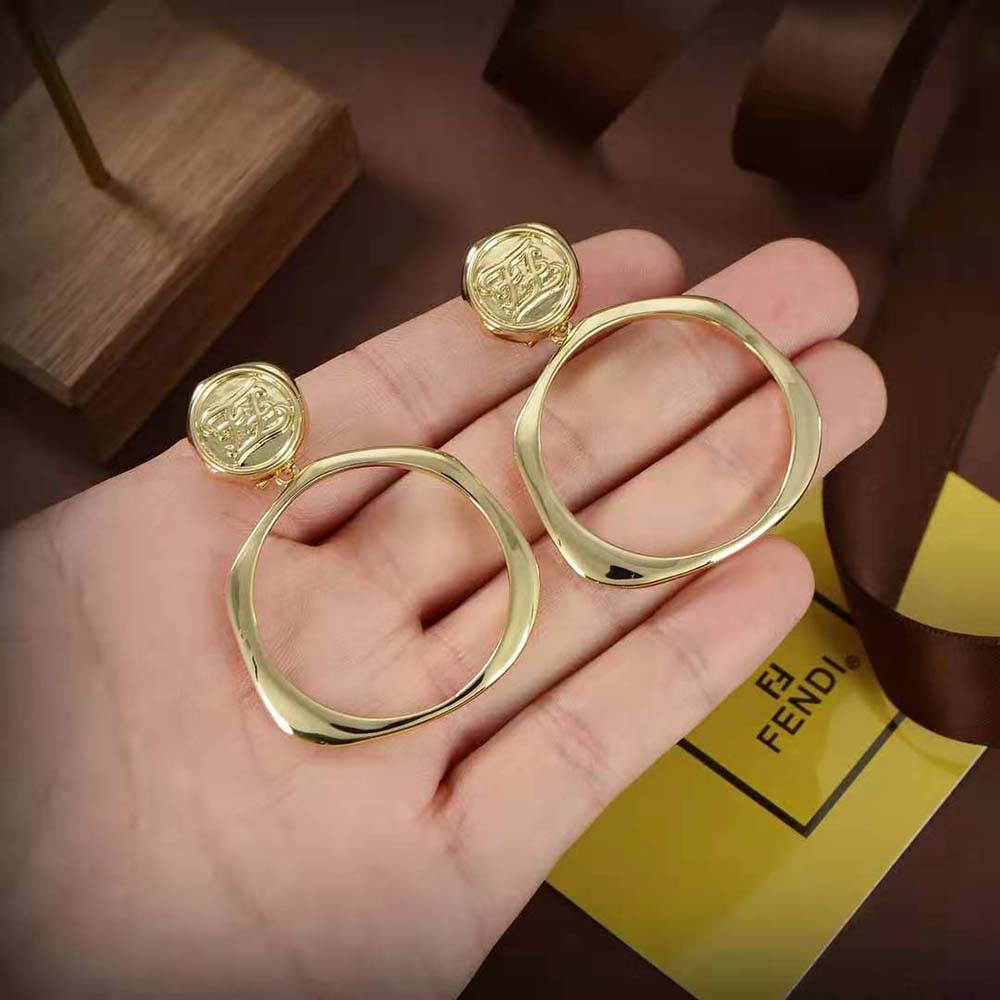 Fendi Women Hoop Earrings with FF Karligraphy Signet Closure - image 6