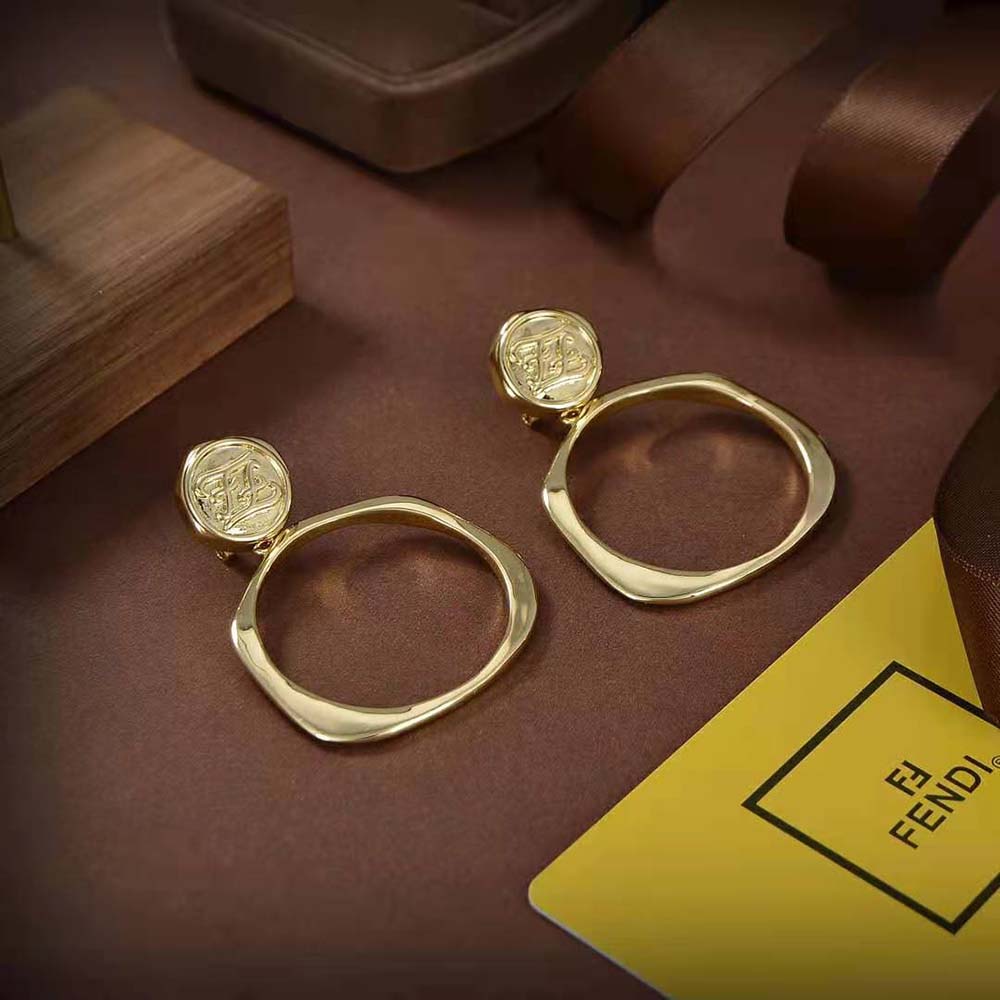 Fendi Women Hoop Earrings with FF Karligraphy Signet Closure - image 3
