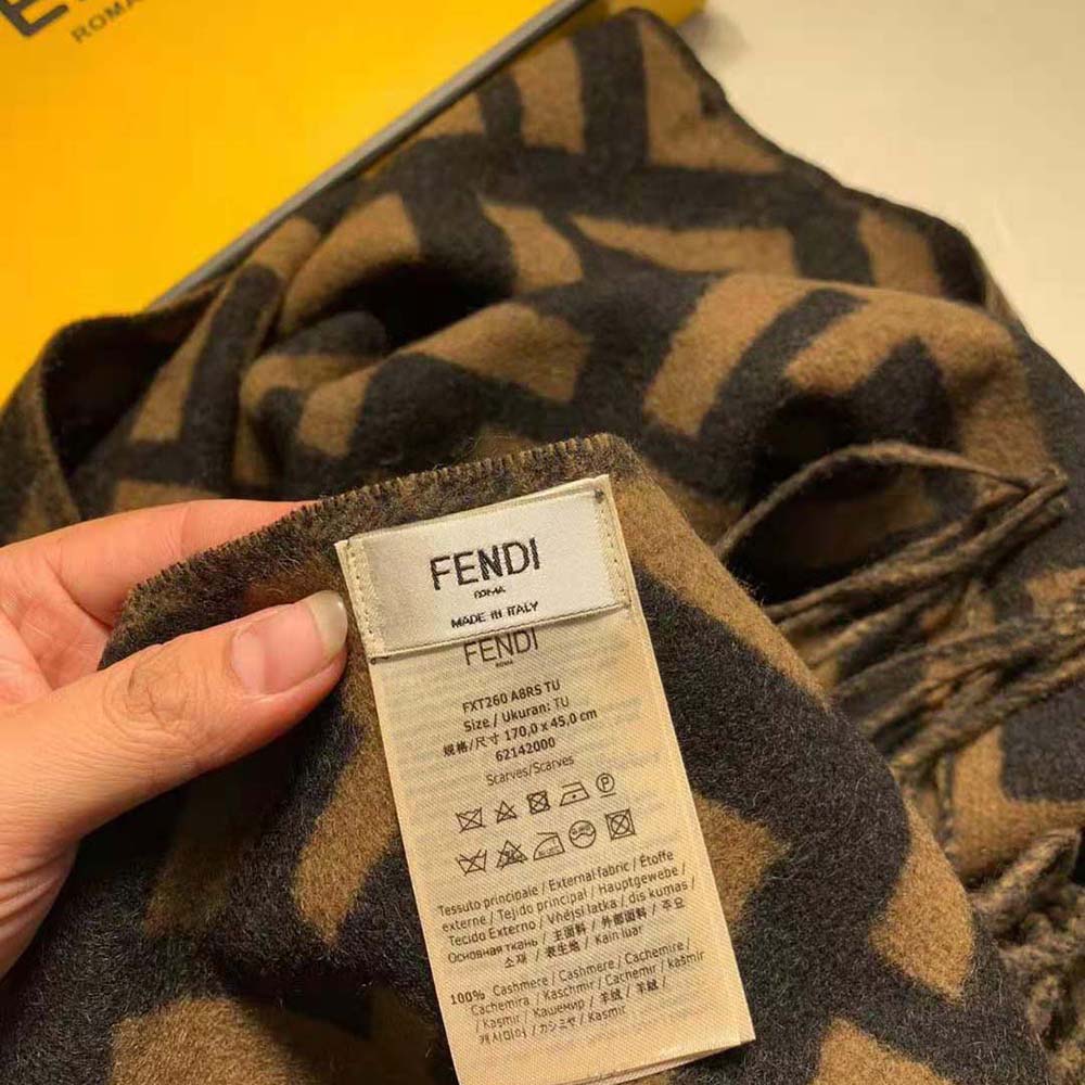 Fendi Women Long Scarf with Fringed Edges-Brown - image 4