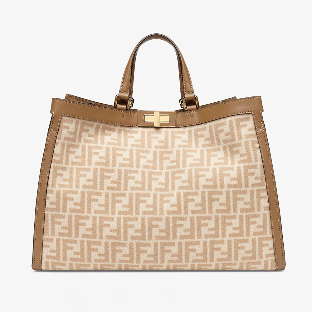 Fendi Women Medium Peekaboo X-Tote Beige FF Wool Bag - image 1