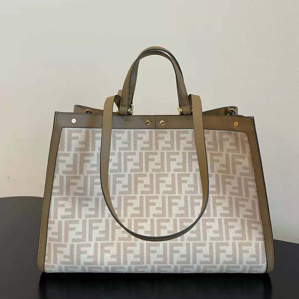 Fendi Women Medium Peekaboo X-Tote Beige FF Wool Bag - image 3