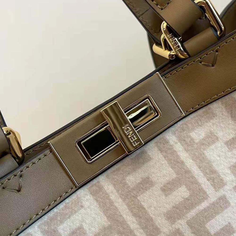 Fendi Women Medium Peekaboo X-Tote Beige FF Wool Bag - image 10
