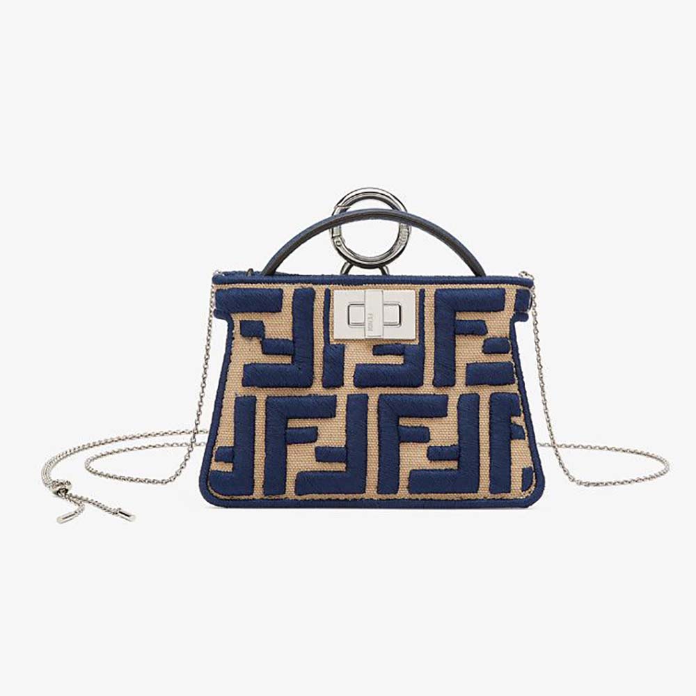 Fendi Women Nano Peekaboo Charm Gray FF Canvas Charm-Black - image 1