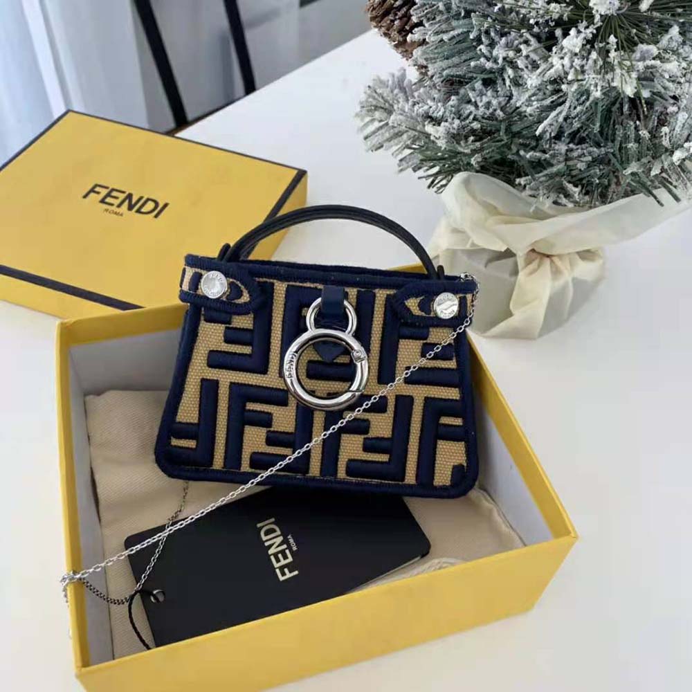 Fendi Women Nano Peekaboo Charm Gray FF Canvas Charm-Black - image 2