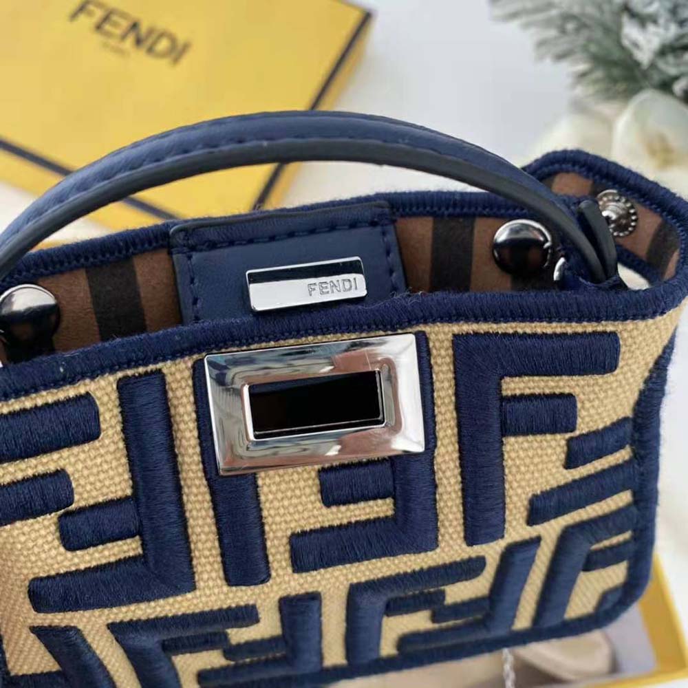 Fendi Women Nano Peekaboo Charm Gray FF Canvas Charm-Black - image 6