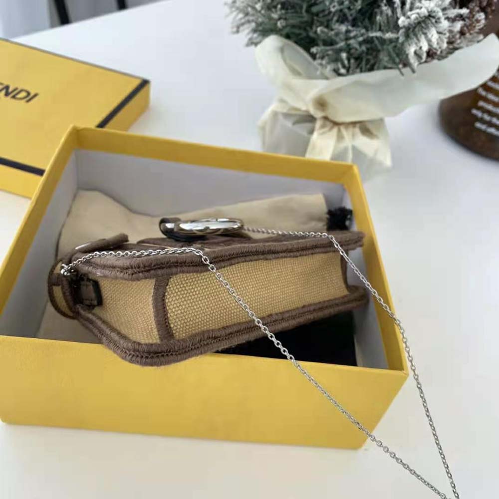 Fendi Women Nano Peekaboo Charm Gray FF Canvas Charm-Brown - image 5
