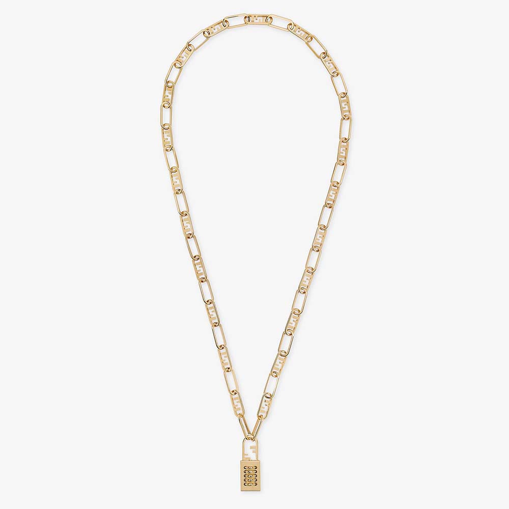Fendi Women Necklace with Fendi O’Lock Mesh and Padlock-Shaped Pendant - image 1
