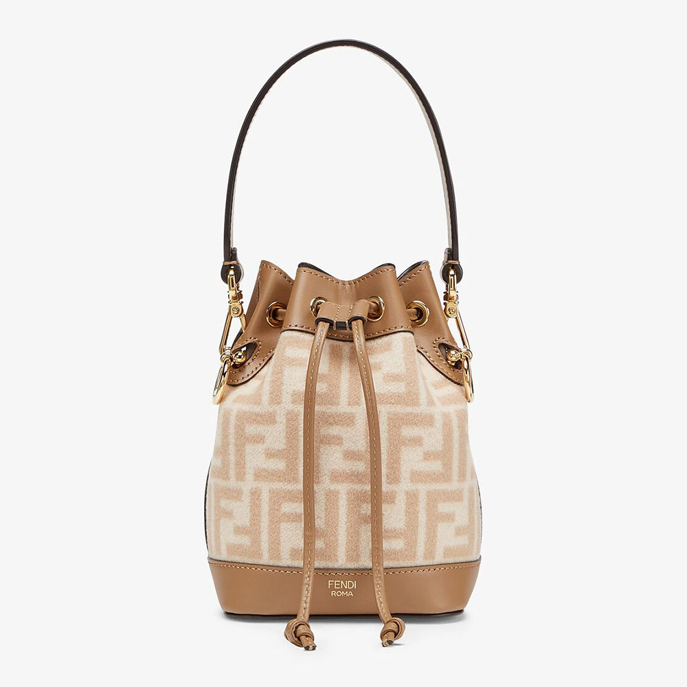 Fendi Women Small Mon Tresor FF Beige Wool Mini-Bag - image 1