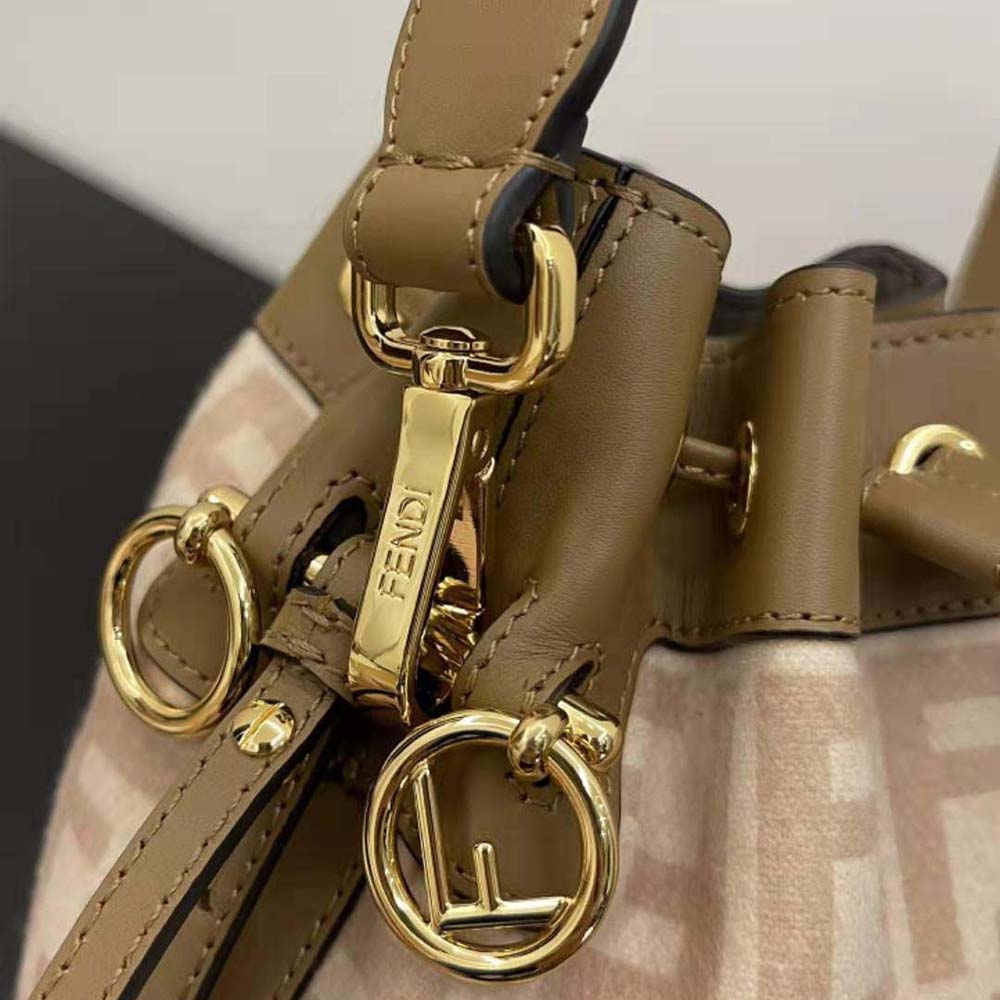 Fendi Women Small Mon Tresor FF Beige Wool Mini-Bag - image 5