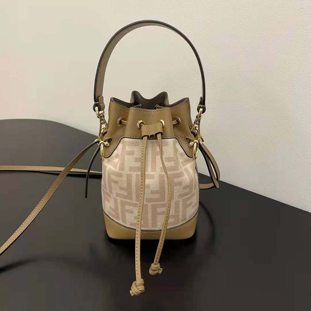 Fendi Women Small Mon Tresor FF Beige Wool Mini-Bag - image 2