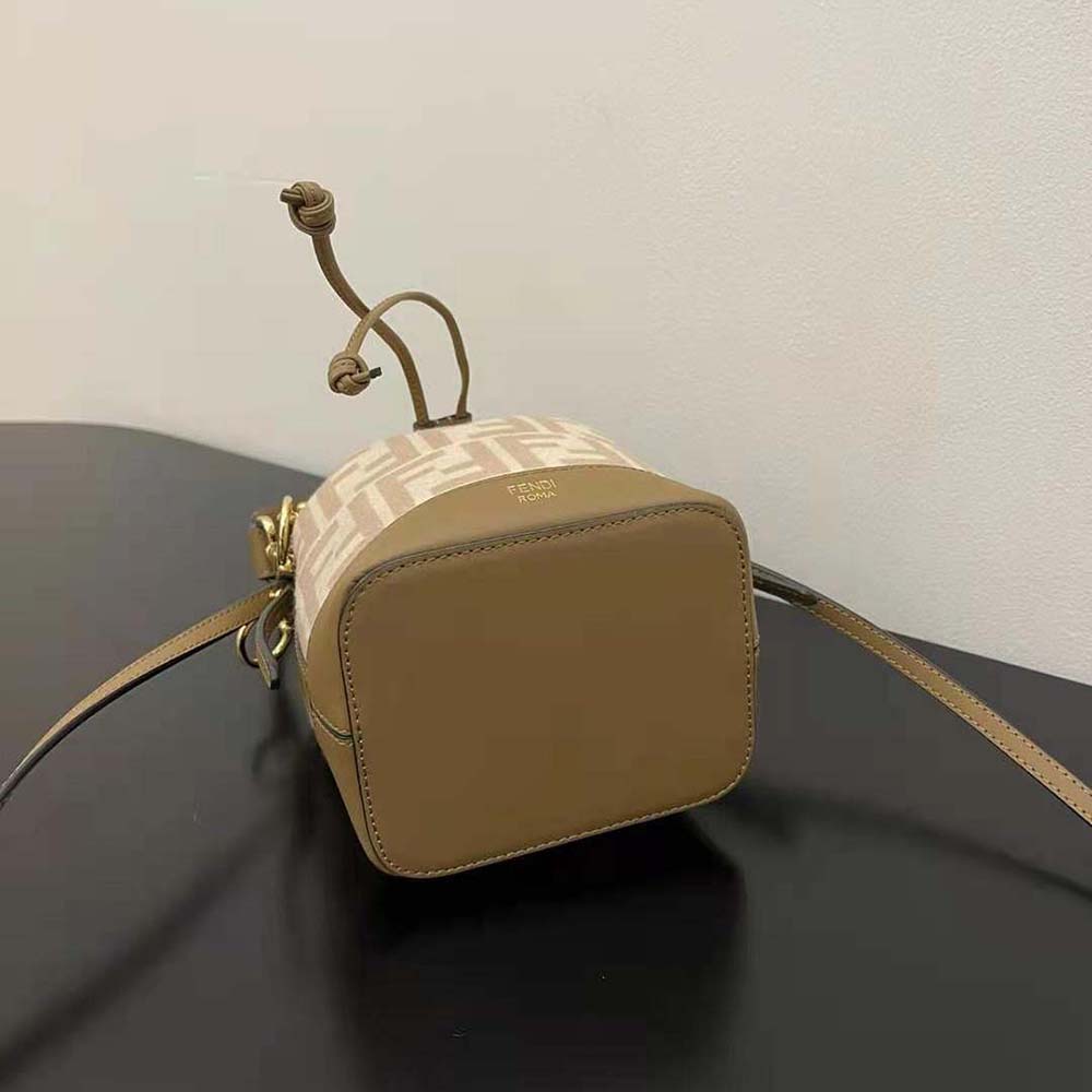 Fendi Women Small Mon Tresor FF Beige Wool Mini-Bag - image 4