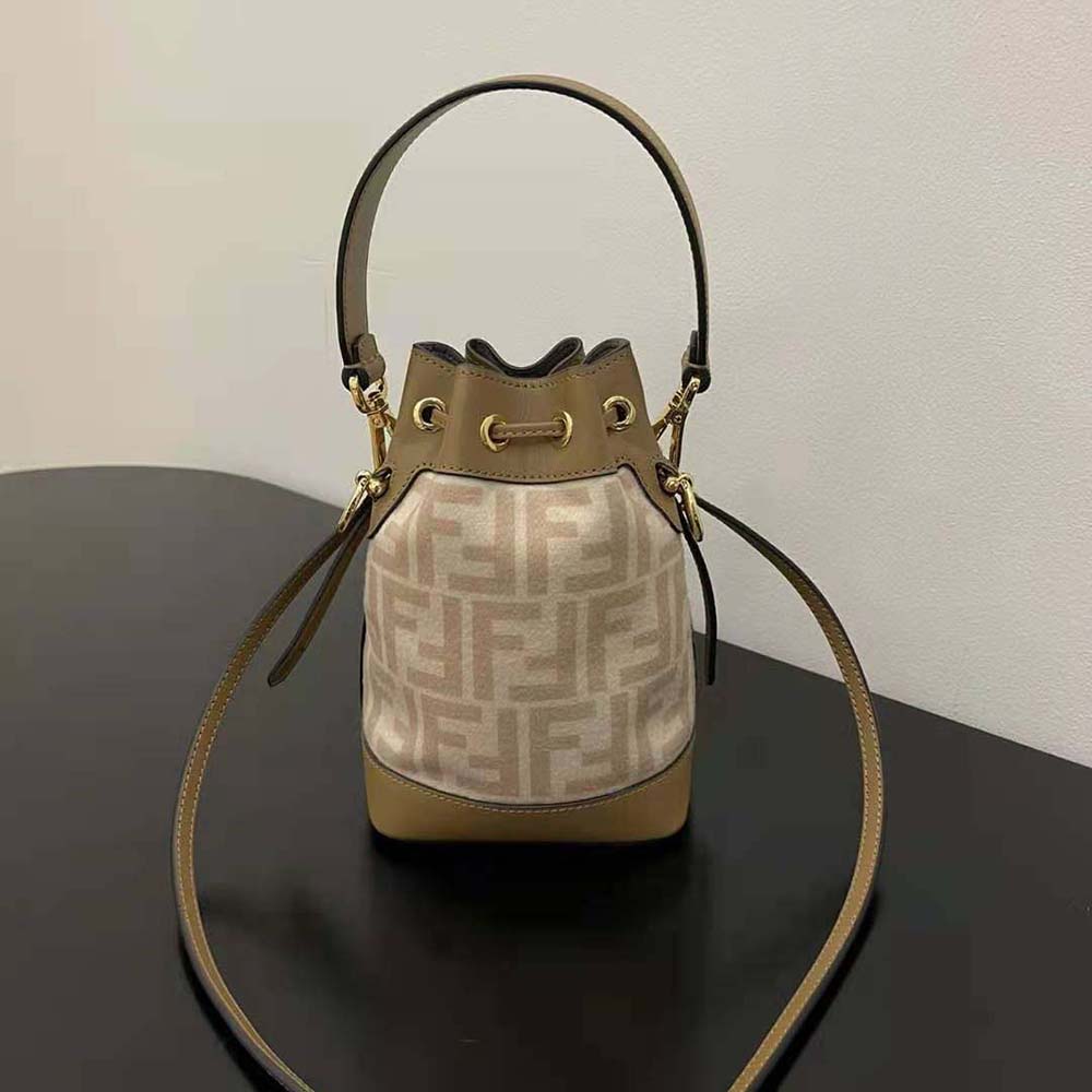 Fendi Women Small Mon Tresor FF Beige Wool Mini-Bag - image 3