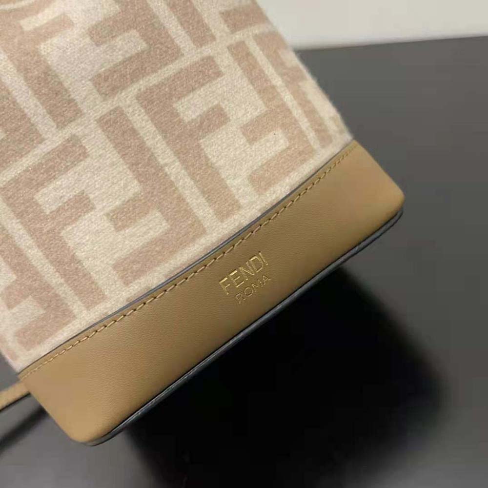 Fendi Women Small Mon Tresor FF Beige Wool Mini-Bag - image 8