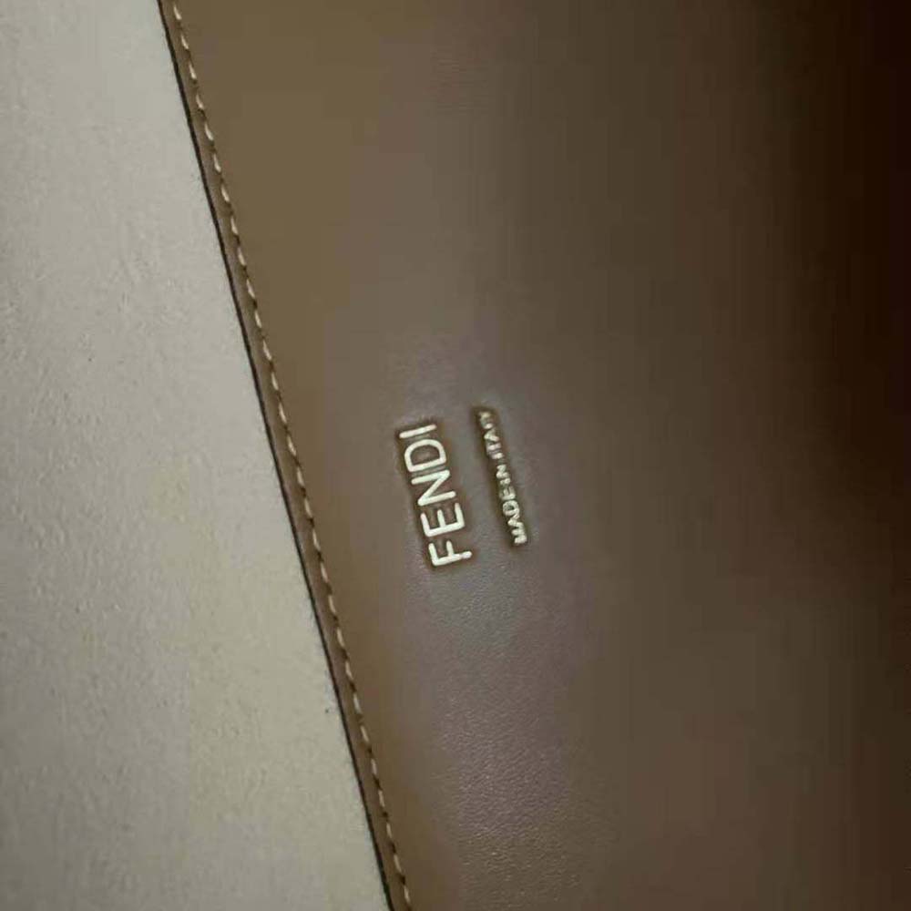 Fendi Women Sunshine Medium Light Brown Leather and Elaphe Shopper Bag - image 10