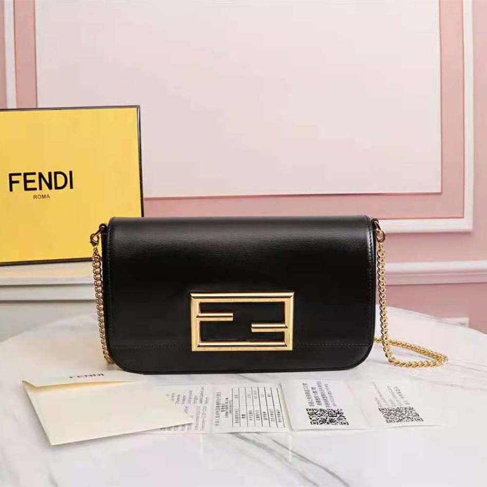 Fendi Women Wallet on Chain with Pouches Leather Mini-Bag-Black - image 3