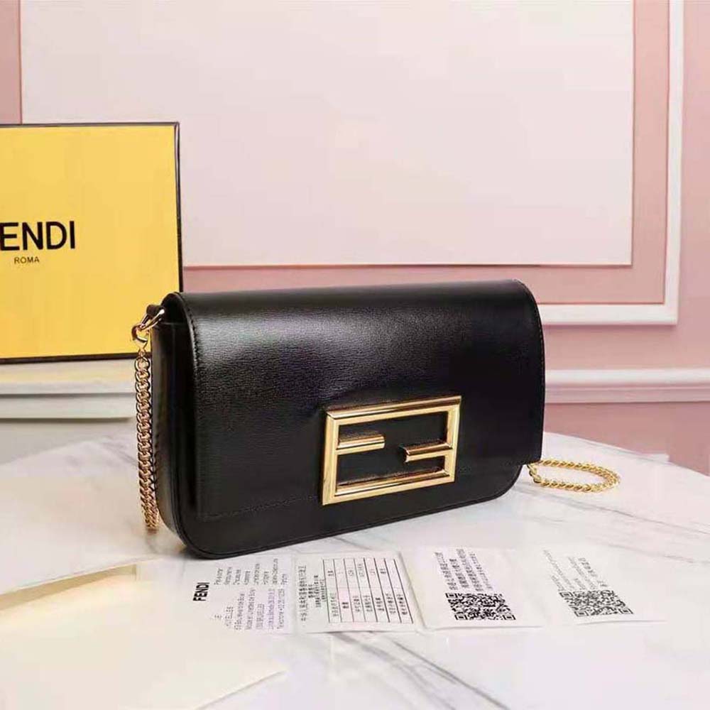 Fendi Women Wallet on Chain with Pouches Leather Mini-Bag-Black - image 4