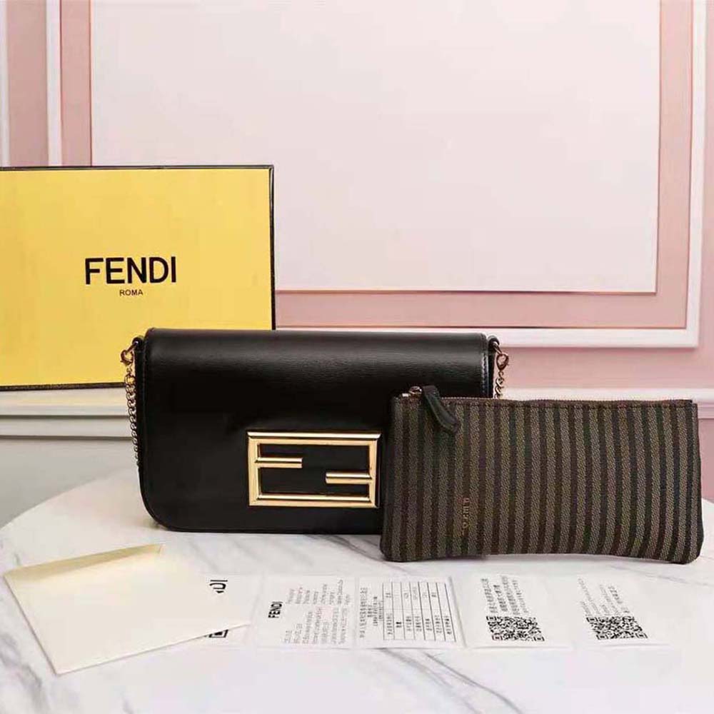 Fendi Women Wallet on Chain with Pouches Leather Mini-Bag-Black - image 2