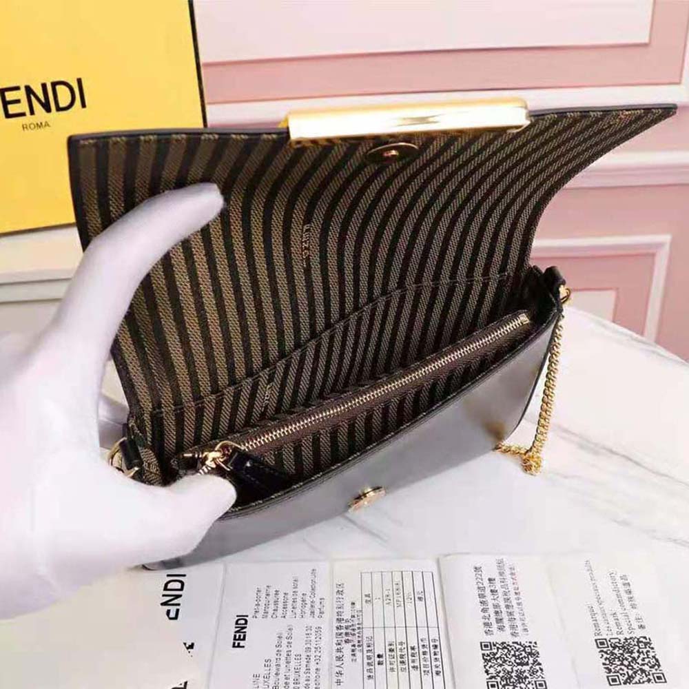 Fendi Women Wallet on Chain with Pouches Leather Mini-Bag-Black - image 7