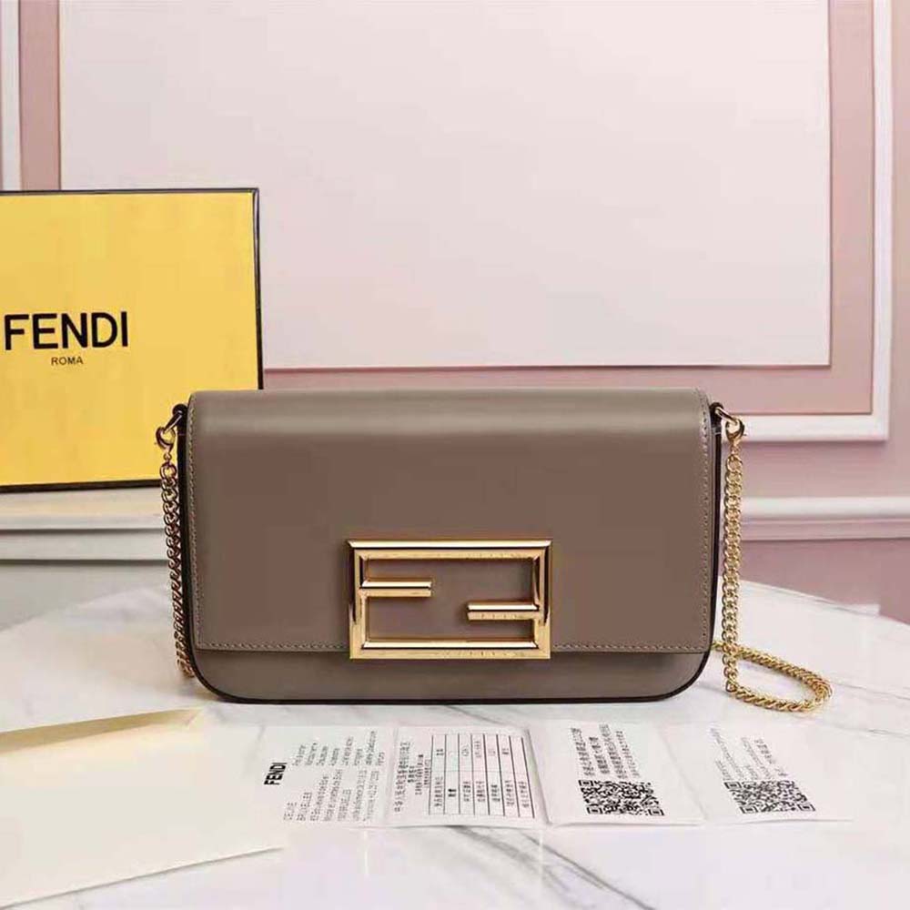 Fendi Women Wallet on Chain with Pouches Leather Mini-Bag-Brown - image 3